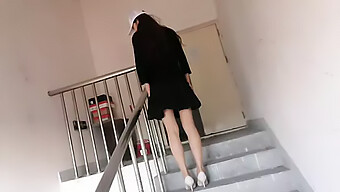 Teen Asian Girl Enjoys Anal Licking And Spanking In Wild Sex In Apartment Stairwell