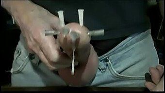 Intense Bondage Scene With Needles And Cumming