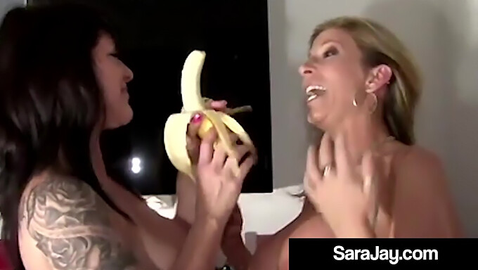 Milfs Sara Jay And Daisy Rock Indulge In Tit Play And Ass Worship